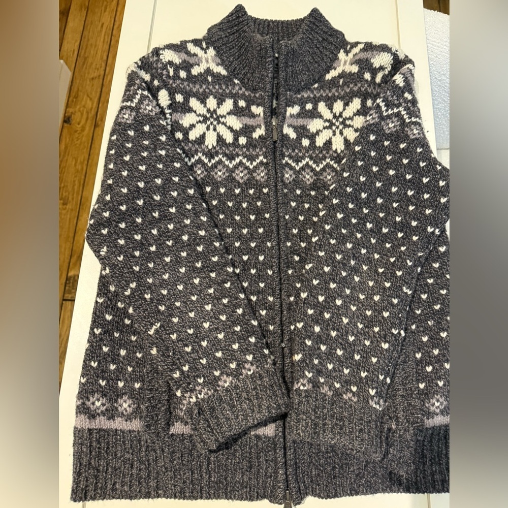 L.L.Bean Lambswool Fair Isle  Classic Zip Cardigan